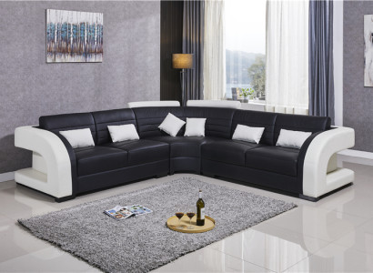 Suite Living landscape L-shape new Designer Sofa Couch Corner sofa + Stool Upholstery